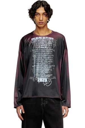 Diesel Long sleeve tech jersey T shirt with lyrics print T Shirts