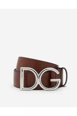 Dolce & Gabbana Belts - Belts - Tumbled leather belt with DG logo male 105