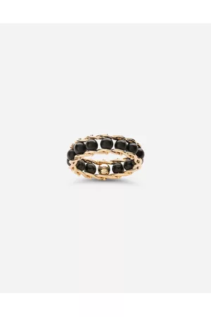 Dolce & Gabbana Band Rings - Rings - Tradition rosary band ring with black jades male 58