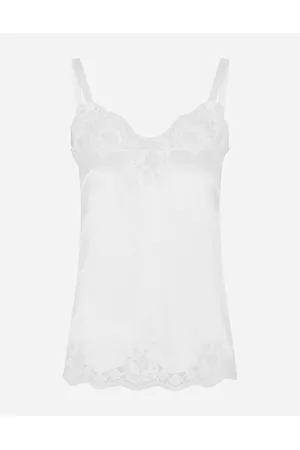 Dolce & Gabbana Lace-up Tops - Shirts and Tops - Satin lingerie-style top with lace detailing female 2