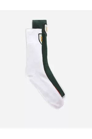 Dolce & Gabbana Socks - Socks - Cotton jacquard socks with DG patch male L