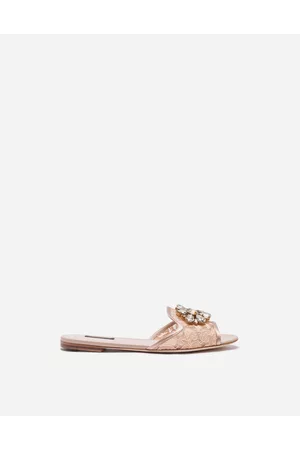 Dolce & Gabbana Mules - Slides and Mules - Slippers in lace with crystals female 39