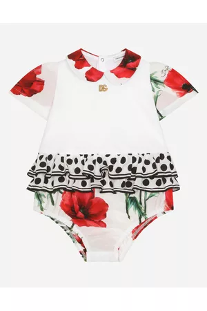 Dolce & Gabbana T-Shirts - Gift Sets and Babygrows - Poppy-print poplin and jersey romper suit female 3/6 months