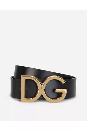 Dolce & Gabbana Belts - Belts - Leather belt with DG logo male 85