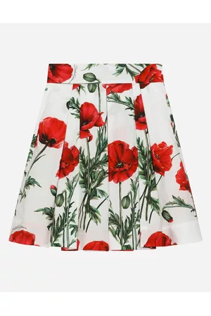 Dolce & Gabbana Printed Skirts - Trousers and Skirts - Poppy-print poplin midi skirt female 4 years