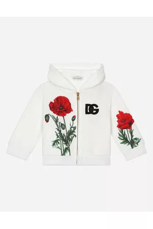 Dolce & Gabbana Hoodies - Topwear - Jersey hoodie with poppy print female 6/9 months