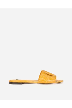 Dolce & Gabbana Sandals - Slides and Mules - Crocodile flank leather sliders with the DG Millennials logo female 39