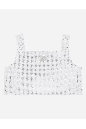 Dolce & Gabbana Crop Tops - Shirts and Tops - Interlock crop top with fusible rhinestones female 4