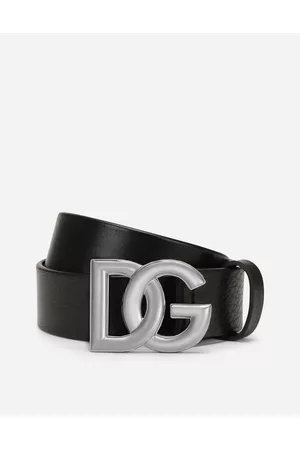 Dolce & Gabbana Belts - Small accessories - Tumbled leather belt with crossover DG logo buckle male 90