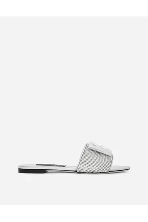 Dolce & Gabbana Sandals - Slides and Mules - Crystal mesh sliders with DG logo female 35