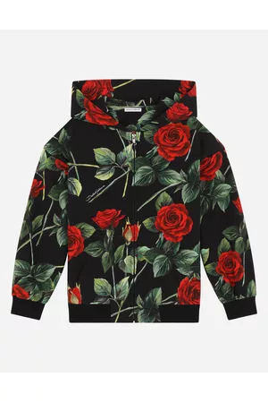 Dolce & Gabbana Hoodies - T-Shirts and Sweatshirts - Interlock hoodie with rose print female 2