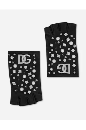 Dolce & Gabbana Hats - Hats and Gloves - Nappa leather gloves with embellishment and DG logo female 6/2