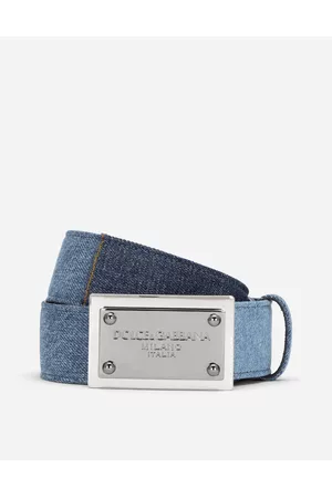 Dolce & Gabbana Belts - Belts - Patchwork denim belt with logo tag male 95