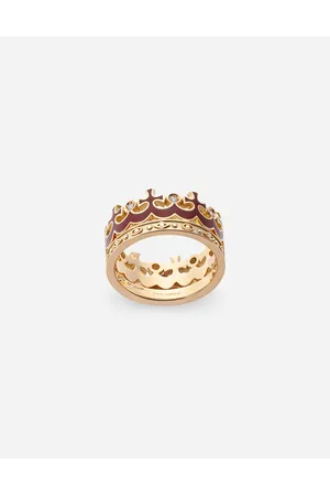 Dolce & Gabbana Rings - Rings - Crown yellow ring with burgundy enamel crown and diamonds male 62