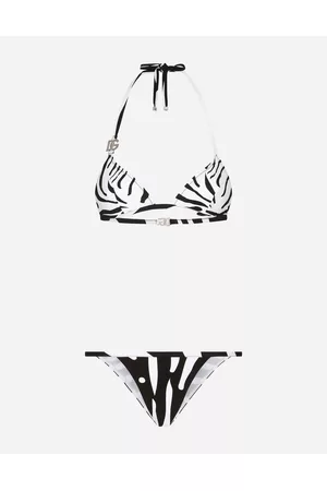 Dolce & Gabbana Triangle Bikinis - Beachwear - Zebra-print triangle bikini with DG logo female 1