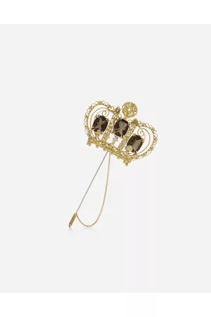 Dolce & Gabbana Watches - Brooches&TiePins - Crown brooch with quartzes and diamonds male OneSize