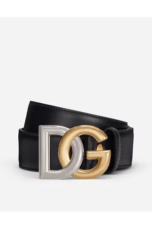 Dolce & Gabbana Belts - Belts - Calfskin belt with double-plated DG logo male 95
