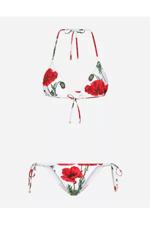 Dolce & Gabbana Triangle Bikinis - Beachwear - Poppy-print triangle bikini female 1