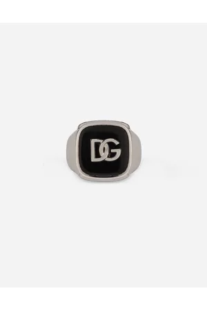 Dolce & Gabbana Rings - Bijoux - Ring with enameled accent and DG logo male 58