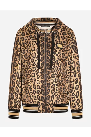 Dolce & Gabbana Zip-up Hoodies - T-Shirts and Sweatshirts - Zip-up jersey hoodie with leopard print female 36