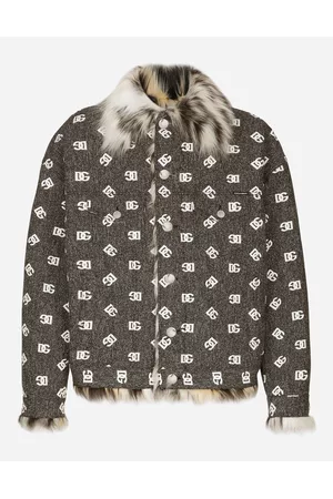 Dolce & Gabbana Fur Jackets - Coats and Jackets - DG-logo jacquard jacket with faux fur male 52