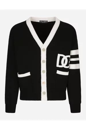 Dolce & Gabbana Lightweight Sweaters - Sweaters and Cardigans - Wool fisherman’s rib cardigan with DG logo male XS