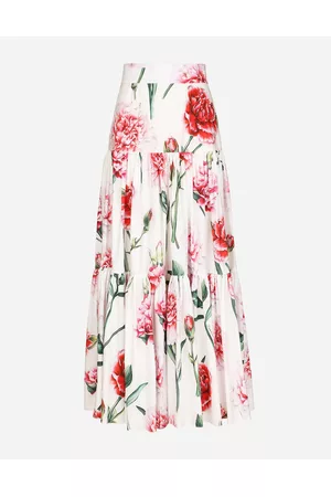 Dolce & Gabbana Printed Skirts - Skirts - Long carnation-print poplin skirt female 36