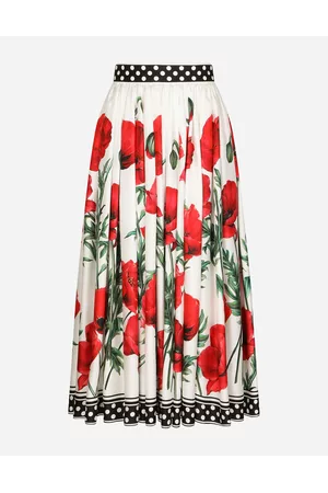 Dolce & Gabbana Printed Skirts - Skirts - Poppy-print twill midi skirt female 36