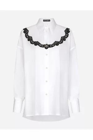 Dolce & Gabbana Lace-up Tops - Shirts and Tops - Oversize poplin shirt with lace inserts female 40