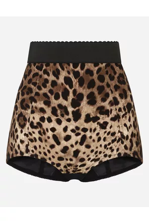 Dolce & Gabbana Panties - Trousers and Shorts - High-waisted charmeuse panties with leopard print female 36