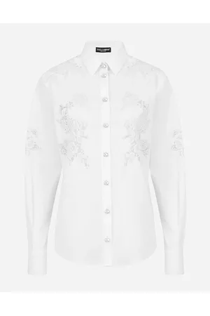 Dolce & Gabbana Lace-up Tops - Shirts and Tops - Poplin shirt with lace openwork female 36