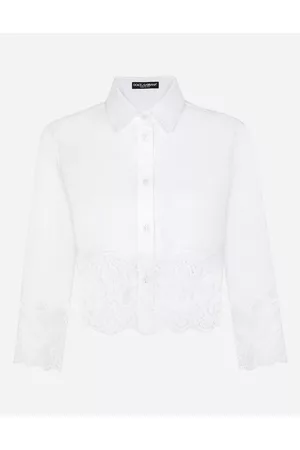 Dolce & Gabbana Lace-up Tops - Shirts and Tops - Cropped poplin shirt with lace inserts female 38