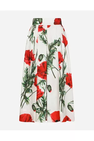 Dolce & Gabbana Printed Skirts - Skirts - Poppy-print poplin midi skirt female 36