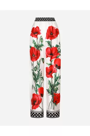 Dolce & Gabbana Twill Pants - Trousers and Shorts - Poppy-print twill pajama pants female 40