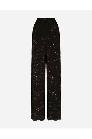 Dolce & Gabbana Wide Leg Pants - Trousers and Shorts - Flared branded stretch lace pants female 38