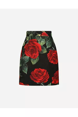 Dolce & Gabbana Printed Skirts - Skirts - Brocade miniskirt with red rose print female 36
