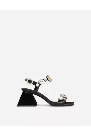 Dolce & Gabbana Wedges - Sandals and Wedges - Polished calfskin sandals with crystals female 39