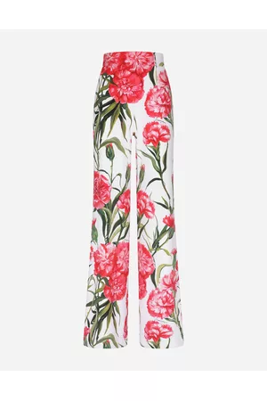 Dolce & Gabbana Wide Leg Pants - Trousers and Shorts - Flared carnation-print jersey pants female 40