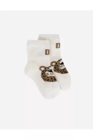 Dolce & Gabbana Accessories - Accessories and Baby Carriers - Baby leopard socks with jacquard DG logo male I