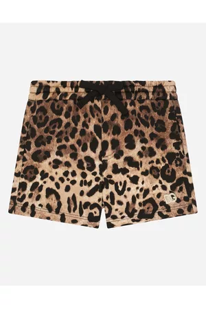 Dolce & Gabbana Printed Skirts - Trousers and Skirts - Jersey jogging shorts with leopard print and DG logo embroidery male 3/6 months