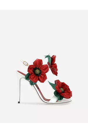 Dolce & Gabbana Leather Sandals - Sandals and Wedges - Patent leather sandals with floral embellishment female 35