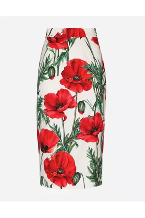 Dolce & Gabbana Printed Skirts - Skirts - Poppy-print charmeuse midi skirt female 40
