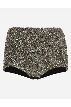 Dolce & Gabbana Panties - Trousers and Shorts - High-waisted panties with all-over rhinestone embellishment female 36