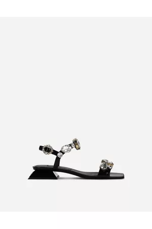 Dolce & Gabbana Wedges - Sandals and Wedges - Polished calfskin sandals with crystals female 39
