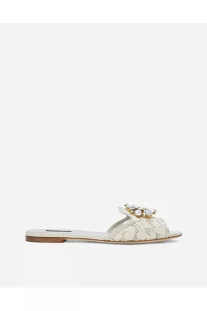 Dolce & Gabbana Sandals - Slides and Mules - LACE SLIDERS WITH CRYSTALS female 40