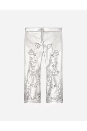 Dolce & Gabbana Leather Pants - Trousers and Skirts - Foiled faux leather pants with embellishment female 4 years
