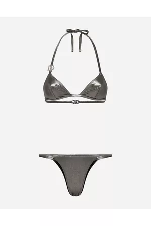 Dolce & Gabbana Triangle Bikinis - Beachwear - Foiled triangle bikini with the metal DG logo female 1