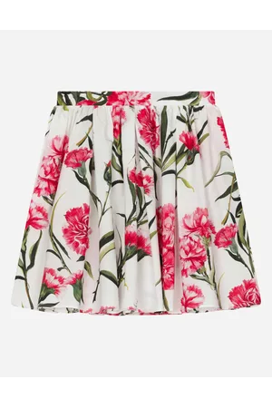 Dolce & Gabbana Printed Skirts - Trousers and Skirts - Carnation-print poplin midi skirt female 3 years