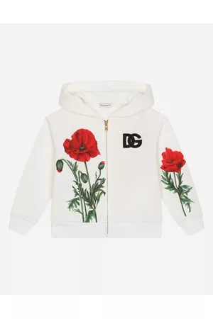 Dolce & Gabbana Hoodies - T-Shirts and Sweatshirts - Jersey hoodie with poppy print female 3 years
