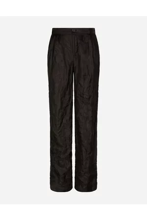 Dolce & Gabbana Straight Leg Pants - Trousers and Shorts - Tailored straight-leg pants in metallic technical fabric and silk male 44